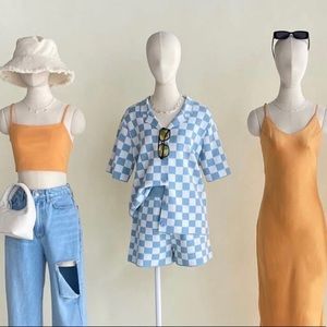 Oak + Fort Checkered Knit Top